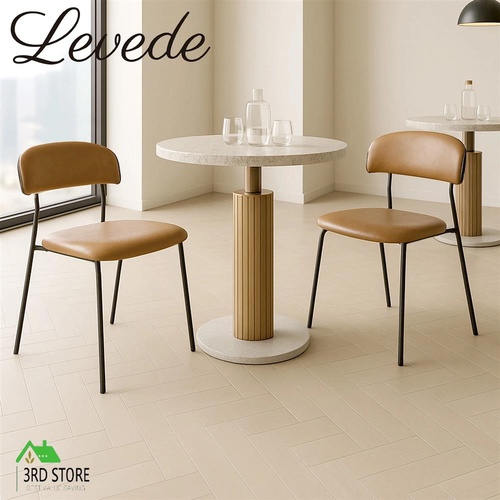 Levede 2x Dining Chairs PU Leather Padded Seat Kitchen Lounge Cafe Stackable