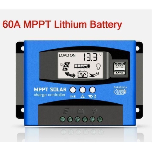 60A  MPPT Solar Charge Controller LCD 12V/24V Lithium Battery Panel Regulator