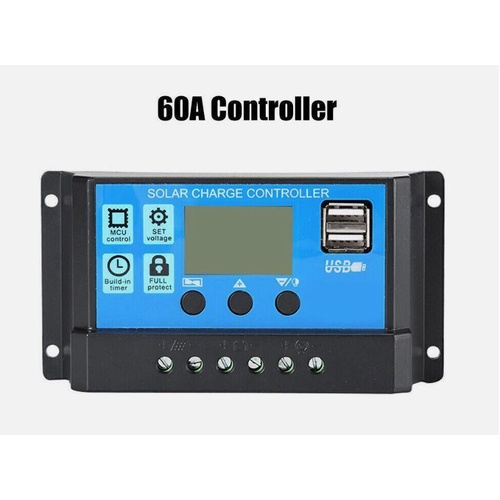 Solar Panel Charge Controller Regulator 12V/24V auto dual USB 60A Battery AU