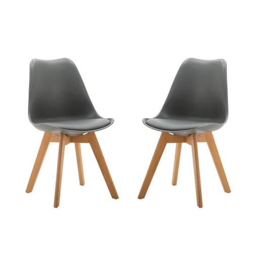 Chotto Set of 2 Ando Dining Chairs (padded seat) - Grey