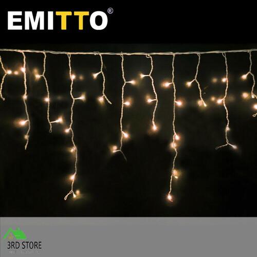 EMITTO Christmas String Lights Icicle Fairy Curtain Wedding Outdoor WARM WHITE