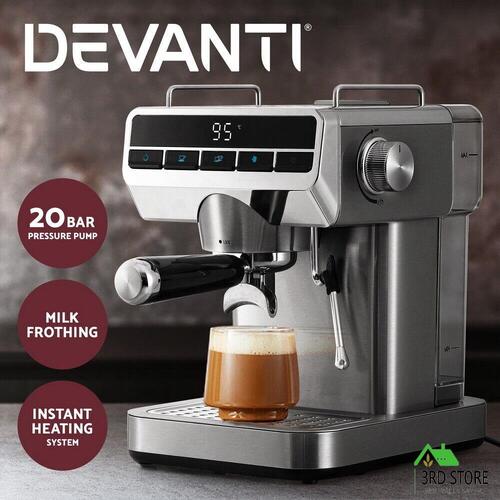 RETURNs Devanti 20 Bar Coffee Machine Espresso Maker Milk Frother Cappuccino Latte Cafe