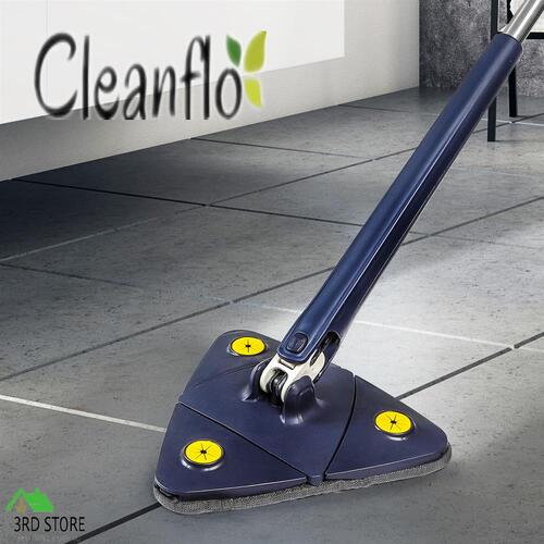 Cleanflo Cleaning Mop 360° Rotatable Spin Head +5 Pad Adjustable Multifunctional