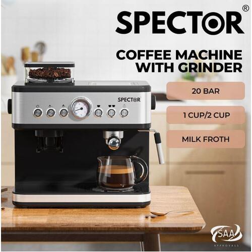 Spector Coffee Machine Espresso Capsule 2 In 1 Maker Bean Grinder Flat White