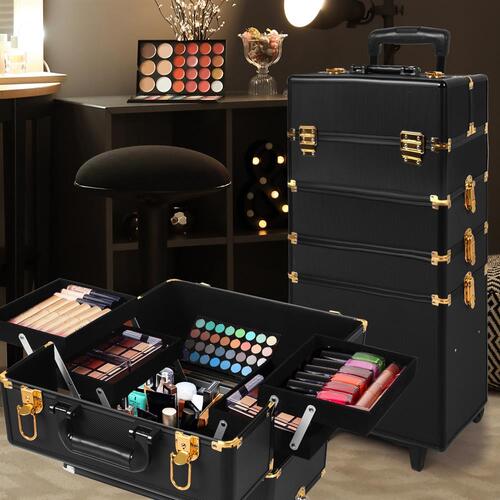 Portable Makeup Case Cosmetic Trolley Travel Beauty Storage Case Box Suitcase