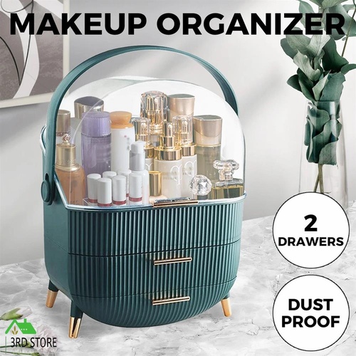 Makeup Storage Case Cosmetic Organiser Drawer Jewellery Stand Holder Green