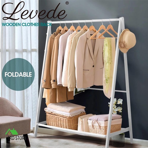 RETURNs Levede Clothes Rack Wooden Garment Hanging Stand Closet Storage Organiser Shelf