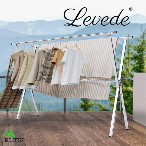 Levede Clothes Drying Airer Garment Rack Laundry Adjustable Foldable Steel1.3-2M