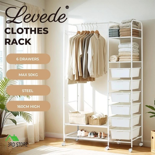 Levede Heavy Duty Metal Clothes Rail Rack Garment Stand Steel Open Wardrobe 94cm