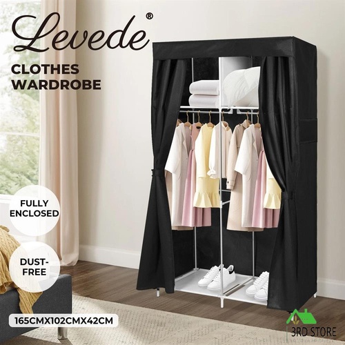 Levede 102CM Portable Closet Wardrobe Clothes Rack Storage Organiser w/Shelf