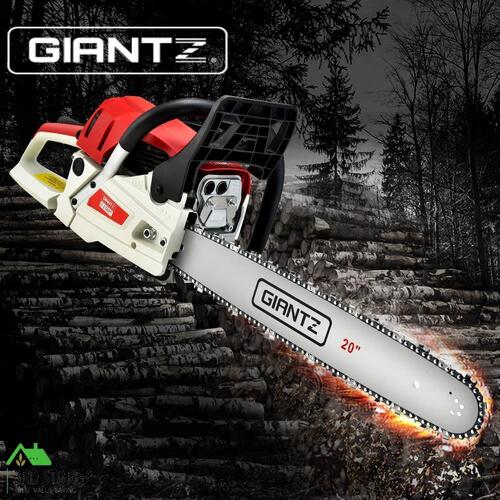 Giantz 62CC Chainsaw Commercial Petrol 20" Bar E-Start 20 Bar Chain Saw