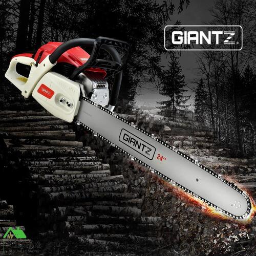 RETURNs Giantz 88cc Commercial Petrol Chainsaw E-Start 24 Bar Pruning Chain Saw