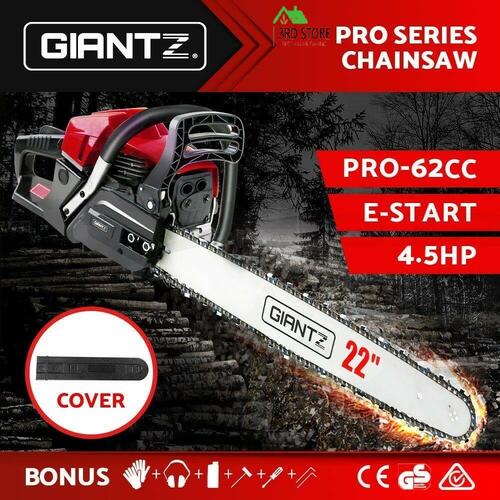 Giantz 58 CC Petrol Chainsaw E-Start 22'' Bar Pruning Chain Saw Top Handle