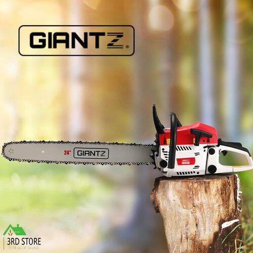 Giantz Petrol Commercial Chainsaw 24" Bar Chain Saw E-Start Tree