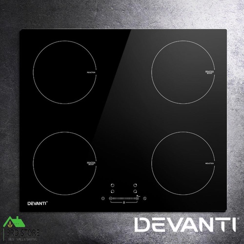 Devanti Electric Induction Cooktop 60cm Ceramic 4 Zones Stove Cook Top Hot Plate