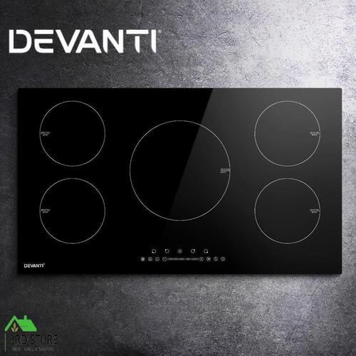 Devanti Induction Cooktop 90cm Electric Cooker Ceramic 5 Zones Stove Hot Plate