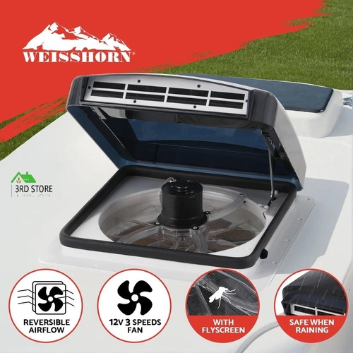 Weisshorn Caravan Air Vent Roof Hatch 12V Shower Fan Reversible Airlfow Rainy Use Camper