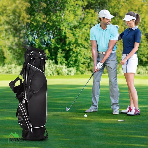 Golf Stand Cart Bag Club w/4 Way Divider Carry Organizer Pockets Storage Black