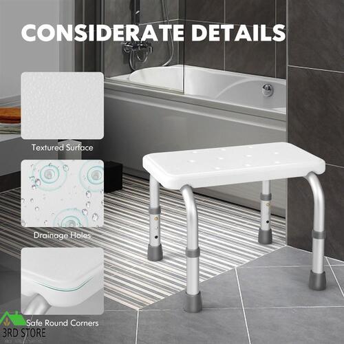 Portable Shower Chair Anti-Slip Bath Seat Heavy Duty Aid Bench Adjustable w/Arm