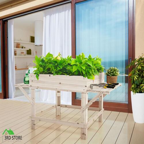Raised Garden Bed with 2 Side Tables for Garden Yard Balcony