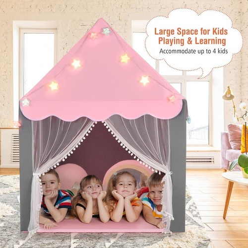 Costway Kids Skin-Friendly Playhouse Large Castle Play Tent w/Star Light PINK