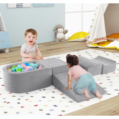 RETURNs 5-Piece Soft Play Climbing Blocks, Baby Climb and Crawl Playset with Ball Pit