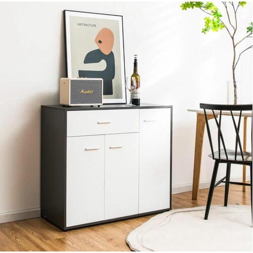 Wooden Buffet Sideboard Cabinet w/Drawer & Adjustable Shelves Storage