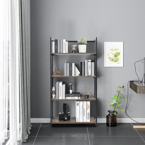 RETURNs 4-Tier Folding Bookshelf No-Assembly Industrial Bookcase Storage Display Shelves