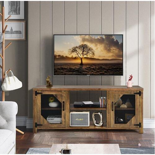 TV Stand with 2 Metal Mesh Doors for Living Room