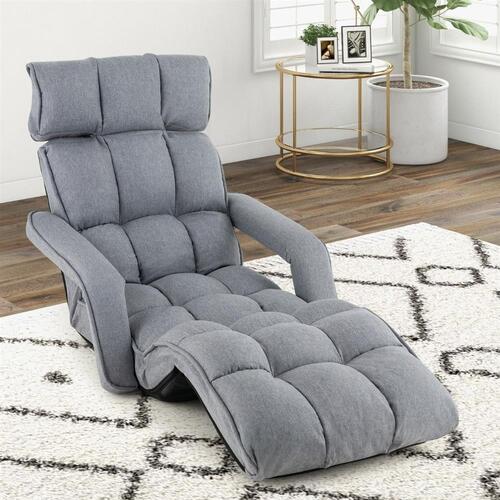 Adjustable 6-Position Floor Chair Armrests Footrest Armchair Louge Sofa Couch