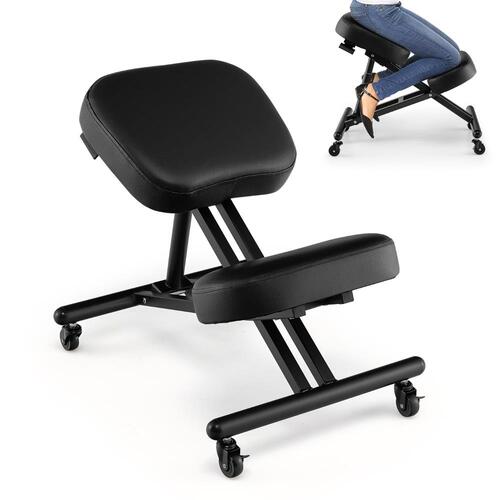 Kneeling Chair with Adjustable Height Ergonomic Kneeling Chair Wheels BLACK