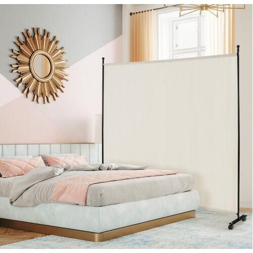 RETURNs 184 CM Fabric Single Panel Room Divider with Wheels for Home Office White