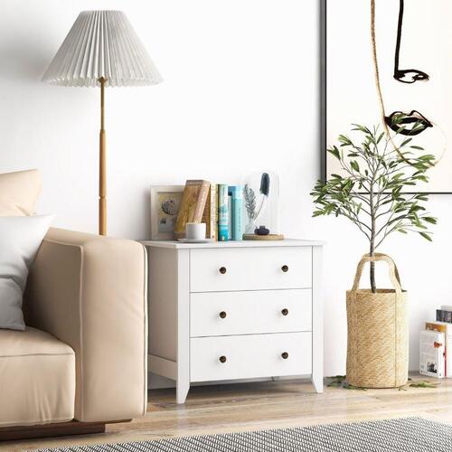 3-Drawer Chest w/Double Handles Bedside Table Storage Dresser Cabinet Bedroom