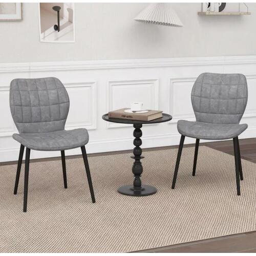 2 Pcs Kitchen Modern Dining Chair Padded Back, Metal Leg w/ Adjustable Foot Pad