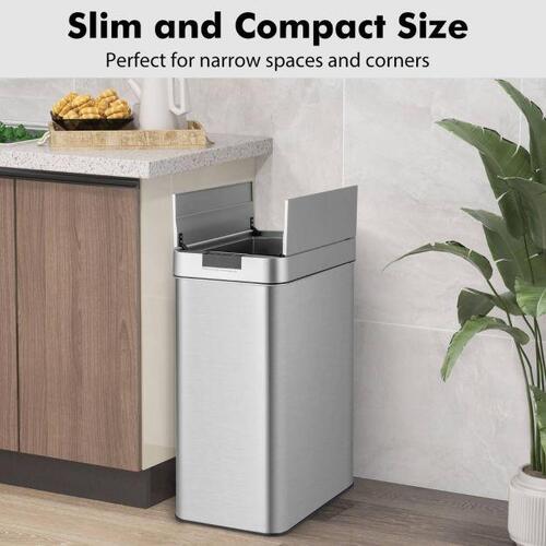 RETURNs 50L Stainless Steel Trash Can Kitchen Waste Bin Slim Step Garbage Can Dustbin