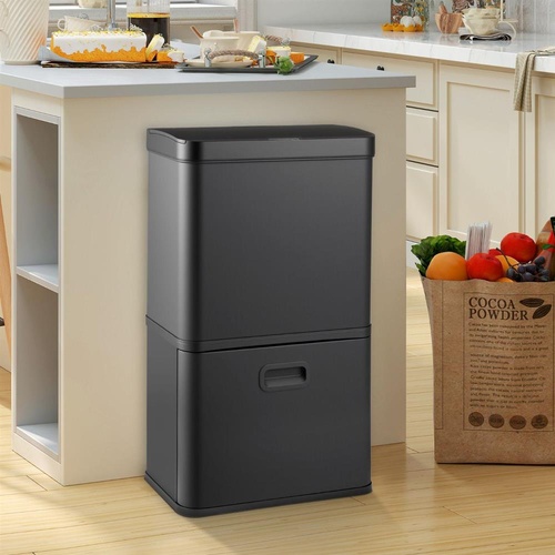 56L Stainless Steel Trash Can Touchless Recycling Garbage Bin