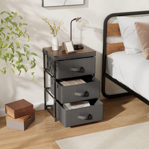 3-Tier Fabric Dresser with 3 Drawers Chest of Drawers Storage Cabinet Tower