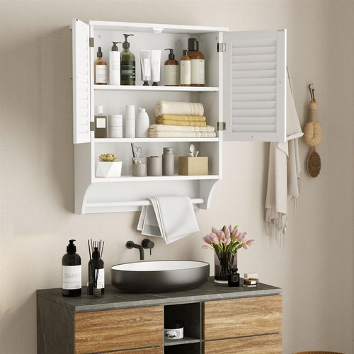 Bathroom Wall Cabinet with 2 Louvered Doors