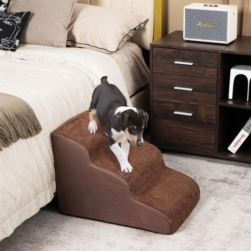 3-Tier Foam Dog Ramp with High-Density Sponge and Silicone Paw Prints