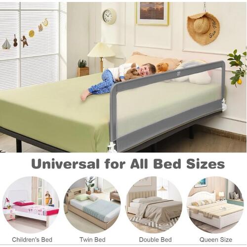 Folding Baby Safety Bed Rail Adjustable Cot Guardrail w/Safety Straps 180 x 56cm