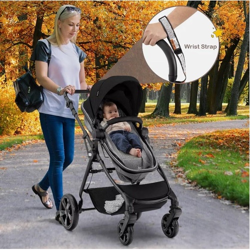 Baby Stroller Foldable Pram Bassinet Carriage Infant Buggy Travel Pushchair GREY