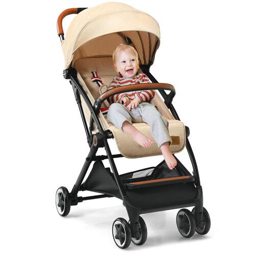 Babyjoy Lightweight Baby Stroller Aluminium Frame w/ Net for Travel Beige