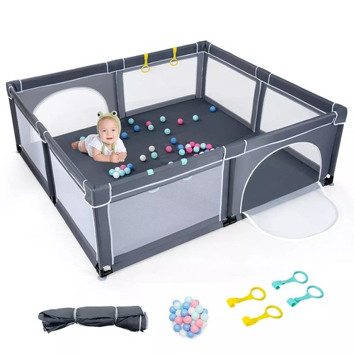 Baby Playpen Infant Large Safety Play Yard Activity Center w/Balls & Handlebars