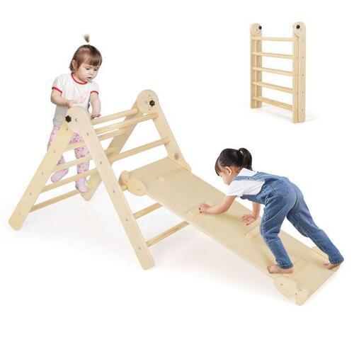 3-in-1 Foldable Triangular Climbing Toys Indoor Playground Ladder