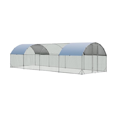 Large Metal Chicken Coop w/ Cover and Wire Mesh Backyard/Farm 760x280x195cm