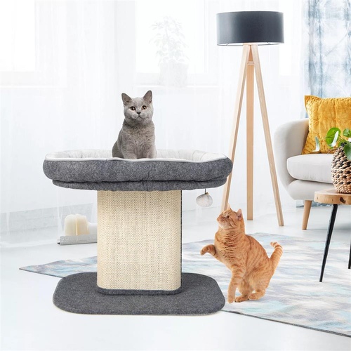Cat Activity Tower w/Large Plush Perch & Sisal Scratching Plate for Indoor Cats