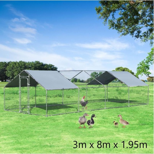 Large Walk In Chicken Coop Run House Shade Cage with Roof Cover Backyard