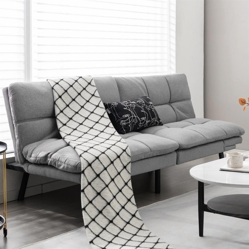 Convertible Futon Lounge Couch Seat Chair Sofa Bed Adjustable Backrest & Armrest