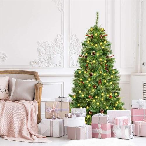 1.5M Pre-Lit Artificial Christmas Tree with Multicolored LED Lights for
