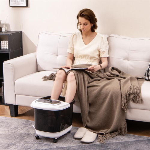 RETURNs Multifunctional Electric Foot Baths Machine with Motorized Shiatsu Massage Balls-Black